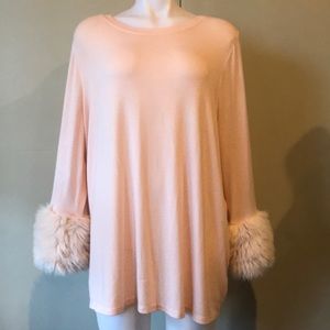 Lane Bryant Pink Faux Fur Top